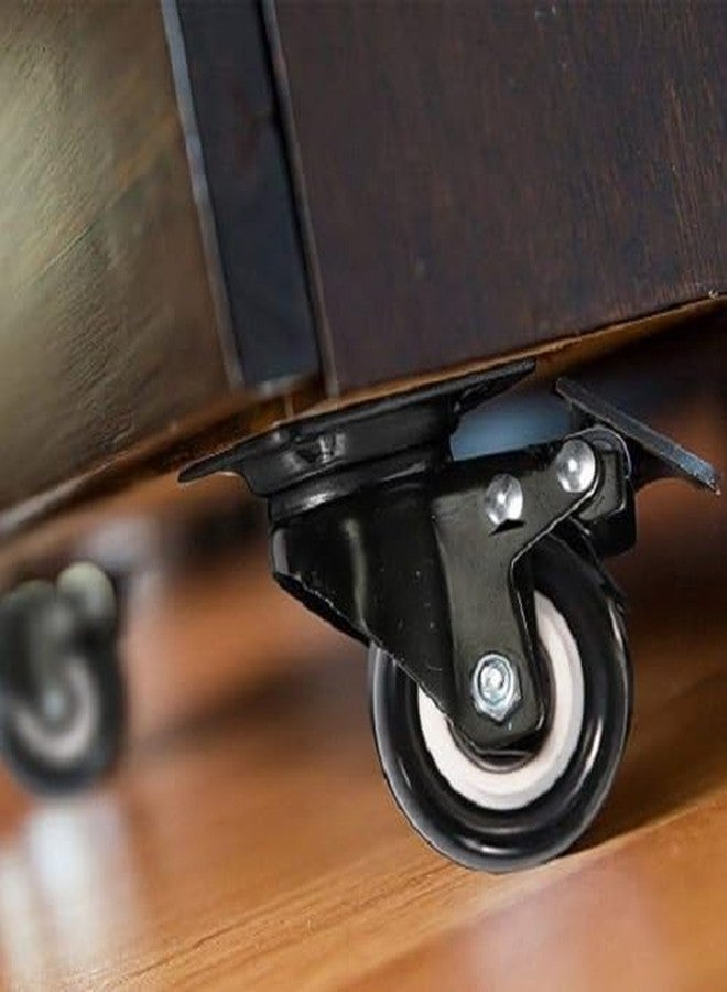Implemental Imported Castor 2 Wheels with Lock & 2 Wheels Without Lock 185kg Load Capacity (1.5 inch) (1 Set of 4 pcs)(Black) - Image 3